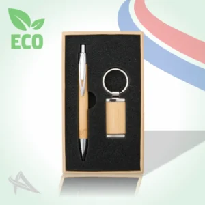 Kit Caneta e Chaveiro Bambu